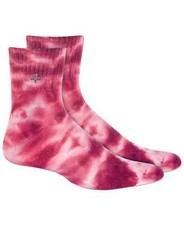 Sun  Stone Men's 1-Pair Half Calf Quarter Socks, Pink Tie Dye, Shoe Size 7-12