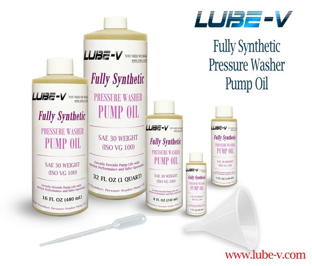 LubeV Full Synthetic Pressure Washer Pump Oil, Non Detergent, SAE 30
