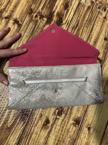 Victoria’s Secret Clutch Purse Silver Sparkly Clutch 9” X 5” - Picture 3 of 7