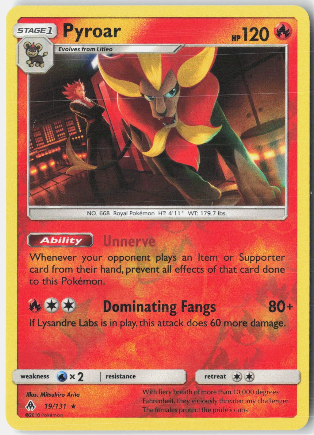 Pyroar 19/131 Rare Forbidden Light Pokemon Reverse Holo Near Mint