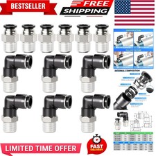 Elbow and Straight Combination 1/4 Inch Tube OD x 1/8 Inch NPT Thread Push to...