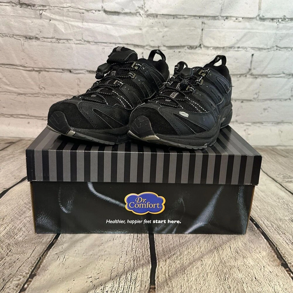 Dr. Comfort Men\'s Black 12W Lace Up Walking Sneakers Comfort Diabetic Shoes Fit Dr. Comfort Sneakers for Men for Sale | Shop Men main image 4