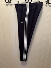 Adidas Men s Size L Three Stripe Tapered Leg Navy Blue Athletic Track Pants EUC