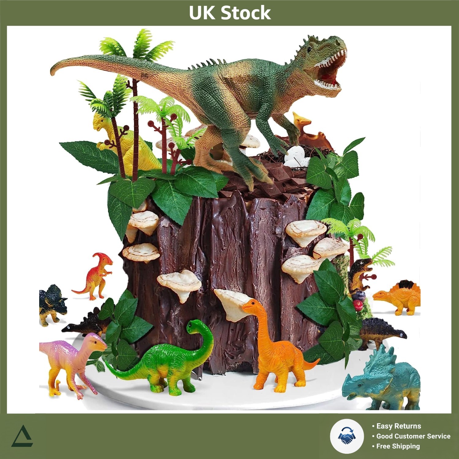 Vibrant Dinosaur Cake Topper Set for Kids Birthday Party, 26 PCS