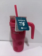 Reduce Cold 24oz Tumbler Stainless Steel Pink Vacuum Insulated Cup With Straw