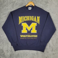 Lee Sweatshirt Mens XL Navy Michigan Wolverines Crewneck Vintage 90s Made in USA