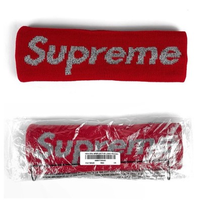 Authentic FW17 Supreme x New Era Reflective Logo Headband Red