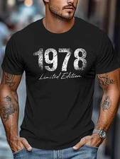 Limited Edition 1978 Vintage T-Shirt for Men - Retro 70s Style Olive Green Shor