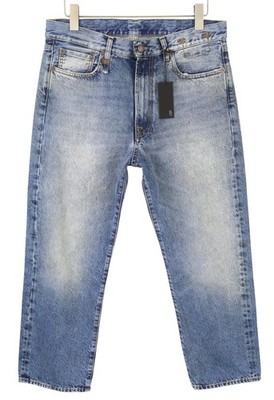 R13 Boyfriend Women Jeans 29 Jasper Blue Whiskered Cropped Zip FW25