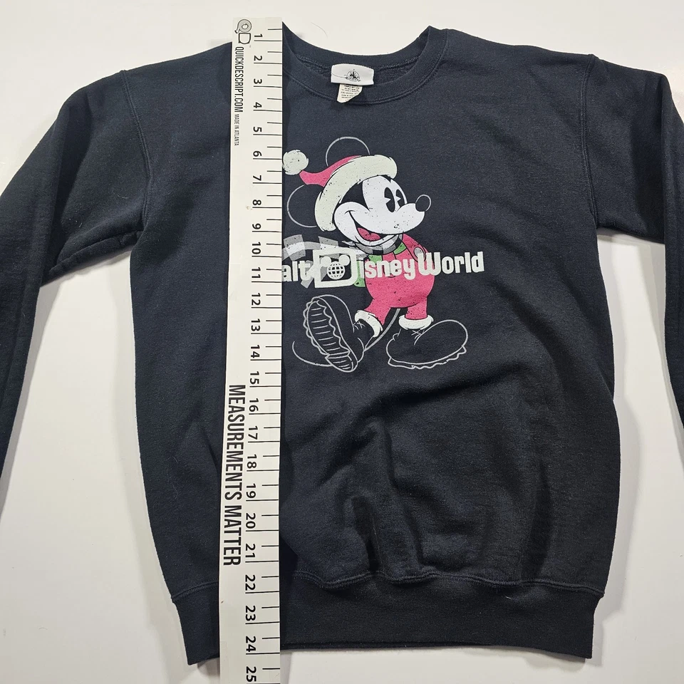 Disney World Mickey Mouse Santa Navidad Sudadera Negra Para Mujer Grande Y2K  Foto 3 de 4