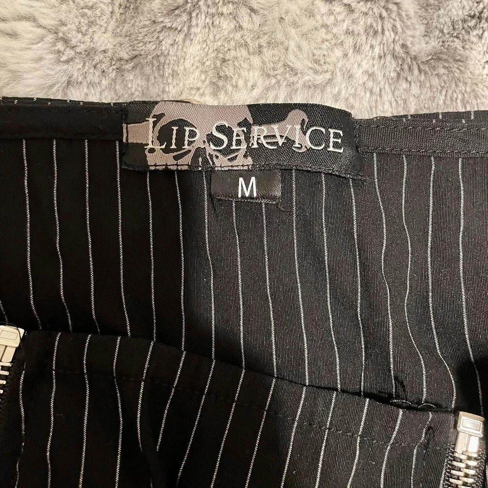 Falda punk vintage Lip Service Gangsta Pranksta a rayas mafioso para mujer mediana Foto 2 de 4