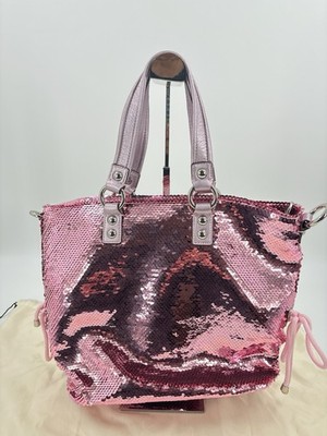 COACH Poppy Y2k Beautiful Rare 2 Way Tote Bag Metallic Pink