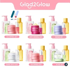 GLAD2GLOW SET5 Cleanser Moisturizer Serum Clay Mask Barrier Toner Hydrating Acne