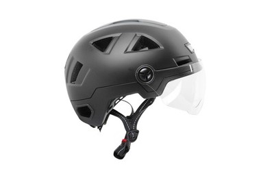 Helm mit Visier und Beleuchtung vorn / hinten Fahrrad E-Bike E-Scooter Skater