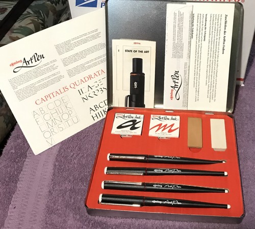 Rotring Art Pen Calligraphy Set of 4 with Tin Case - Never Used