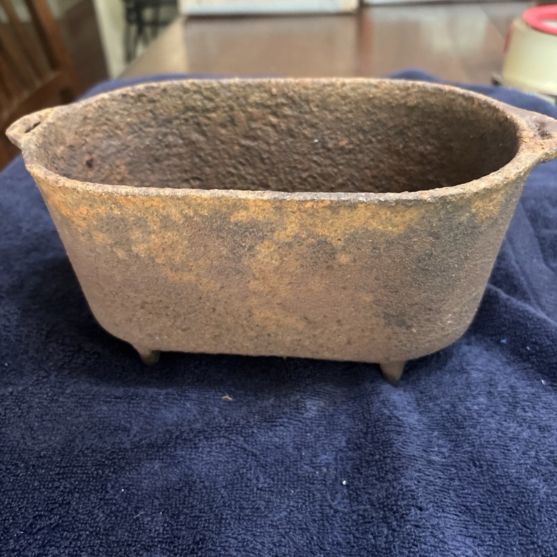 Antique Oval Pot Salesman Sample Toy Footed Ham Boiler Small Cast Iron