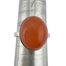 Oval Carnelian Chalcedony Vintage Style 925 S...