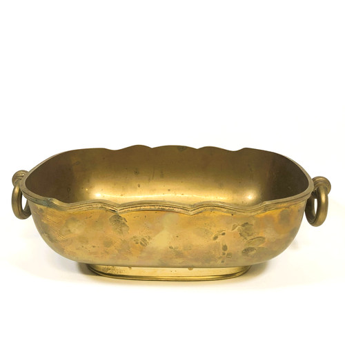 VTG Heavy Brass Mottahedeh Designs Oval Scalloped Cachepot Planter India Signed