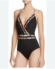 Nanette Lepore Swimsuit One Piece Mambo Goddess Sz S Black Rainbow Beach Resort