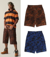 A BATHING APE Men's SOLID 1ST CAMO GARMENT DYED RELAXED FIT WORK SHORTS PANTS b