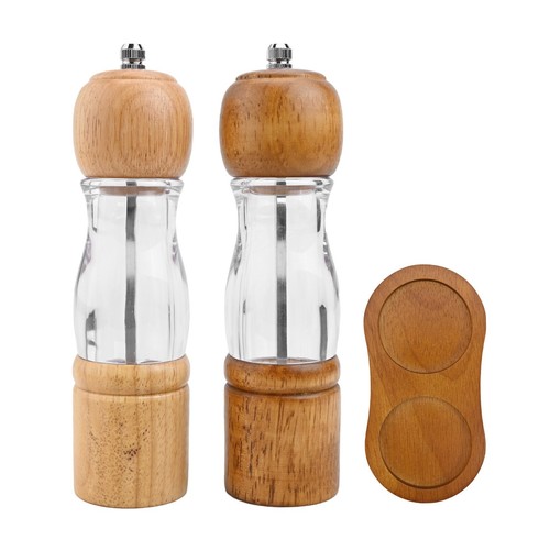 Verstellbare Grobheit Pfeffermühle Klar Fenster Design Holz Gewürzmühle - Bild 10 von 40