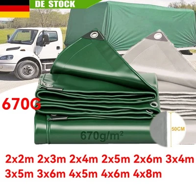 MARKENLOS Abdeckplane Wasserdicht 670G PVC Schutzplane mit ösen UV-Beständig Reißfest LKW
