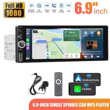 Single Din Car Stereo Wireless Apple CarPlay GPS 6.9 touchscreen Bluetooth Radio