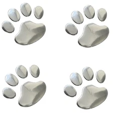 4Pcs 3D Chrome Dog Paw Footprint Sticker Decals Auto Car Emblem Decal Decor