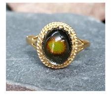 Vintage 9ct GOLD MOOD STONE Ring - Colour Changing - Size uk N (us 6.75) - 1970s