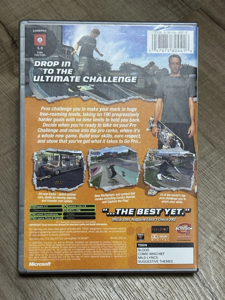 Tony Hawk's Pro Skater 4 Platinum Hits (Microsoft Xbox, 2003) CIB - Image 2 of 4