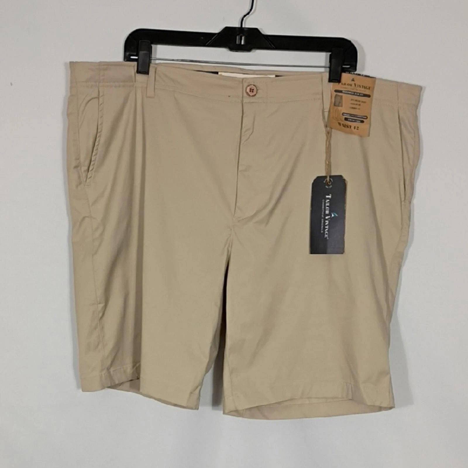 NWT Tailor Vintage Summer Khaki Slim Fit Tech Chino Shorts Mens Size 42
