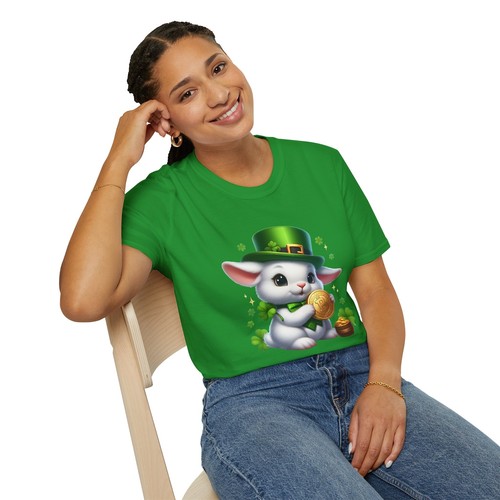 Lucky Bunny St. Patrick's Day T-Shirt, Cute Rabbit Tee, Unisex Holiday Shirt, - Picture 7 of 29