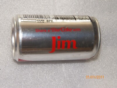 Diet Coca Cola oz can name Jim on can collectible empty