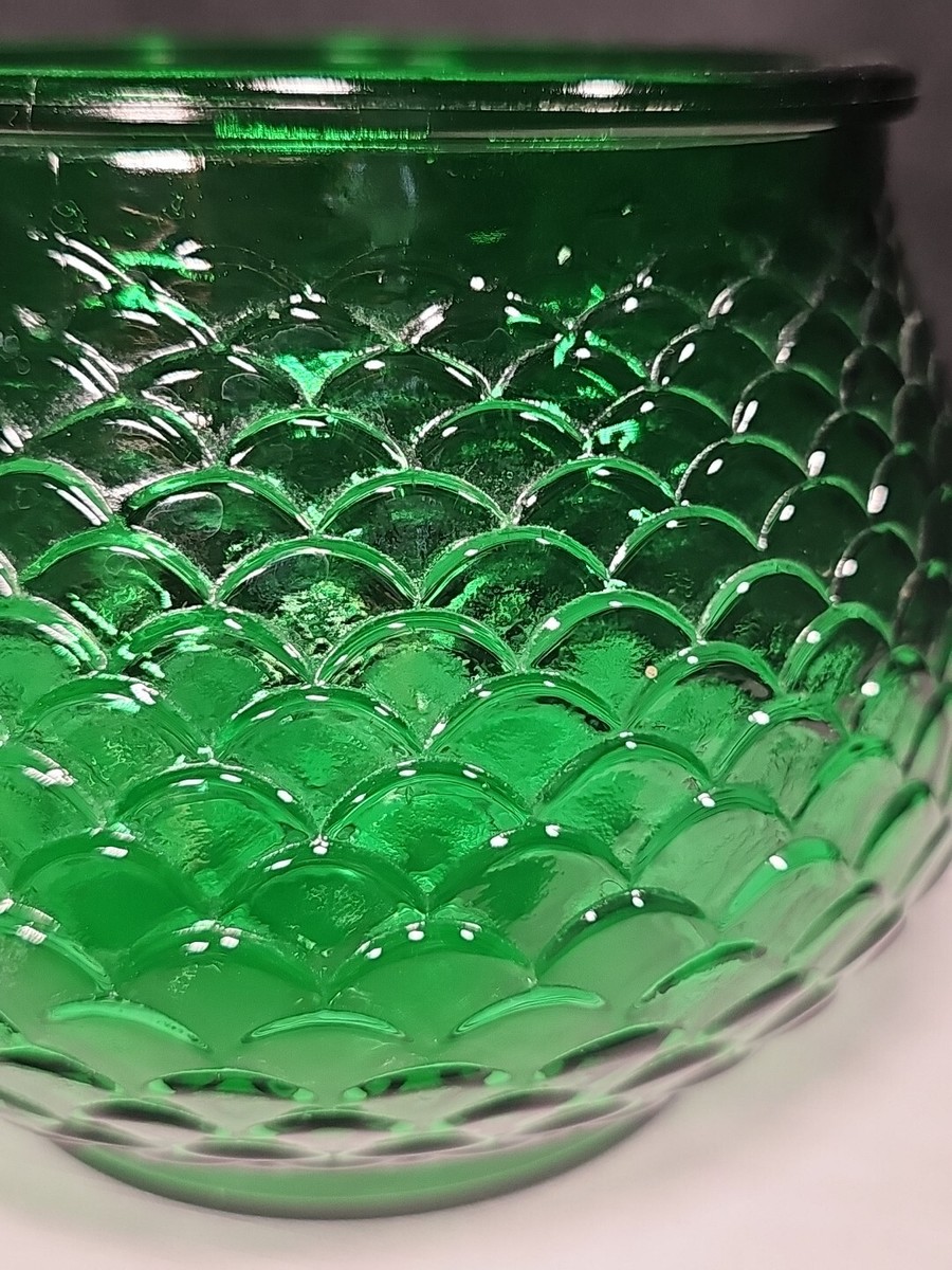 Vintage E.O. Brody Co. 1019 Emerald Green Glass FISH SCALE Vase