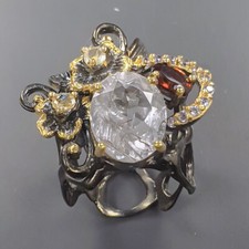 Natural  Not Enhanced Rutilated Quartz Ring 925 Sterling Silver Size 6 /B-R1284