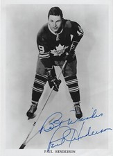 Paul Henderson Autographed Signed RARE Maple Leafs Team Issued Photo NHL - w/COA