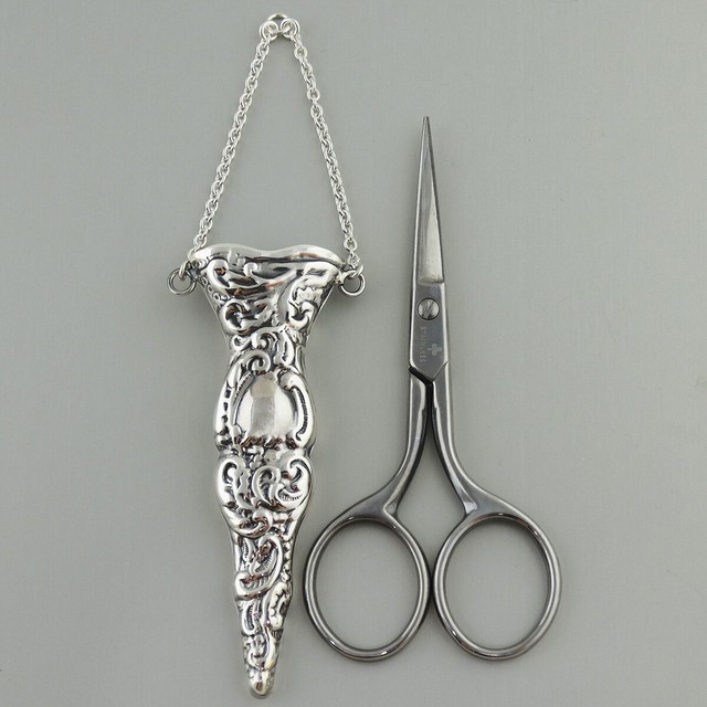 Sterling Silver Antique Replica Hanging Scissor Holder with Stainless