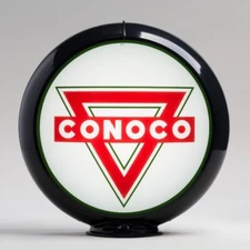 Conoco Triangle Gas Pump Globe 13.5" in Black Plastic Body (G120)