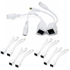 5-Pair Passive PoE Injector Splitter Kit - 5.5x2.1mm DC Connector 10/100Mbp...