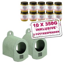 Wildvogel Erdnussbutter Starter Set groß - 2 x Spender und 10 x Erdnussbutter