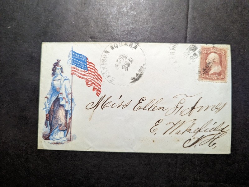 1928 USA Patriotic Cover Harrison Square KS to Wakefield NH