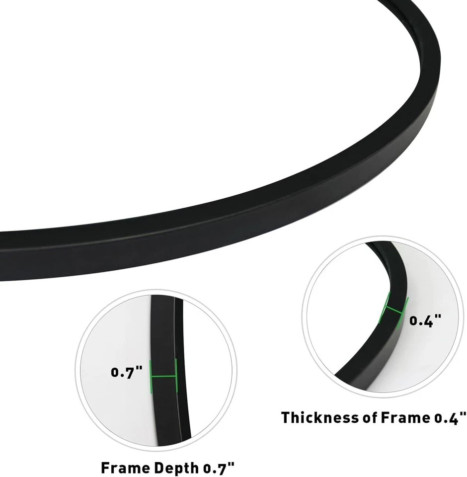 Wandspiegel Runder Spiegel Design Schwarz mit Rahmen aus Metall 50cm B1050 - Bild 4 von 4