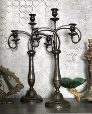 Antik 2 Jugendstil ehemals versilbert Kandelaber Kerzenst&auml;nder Leuchter ~1890