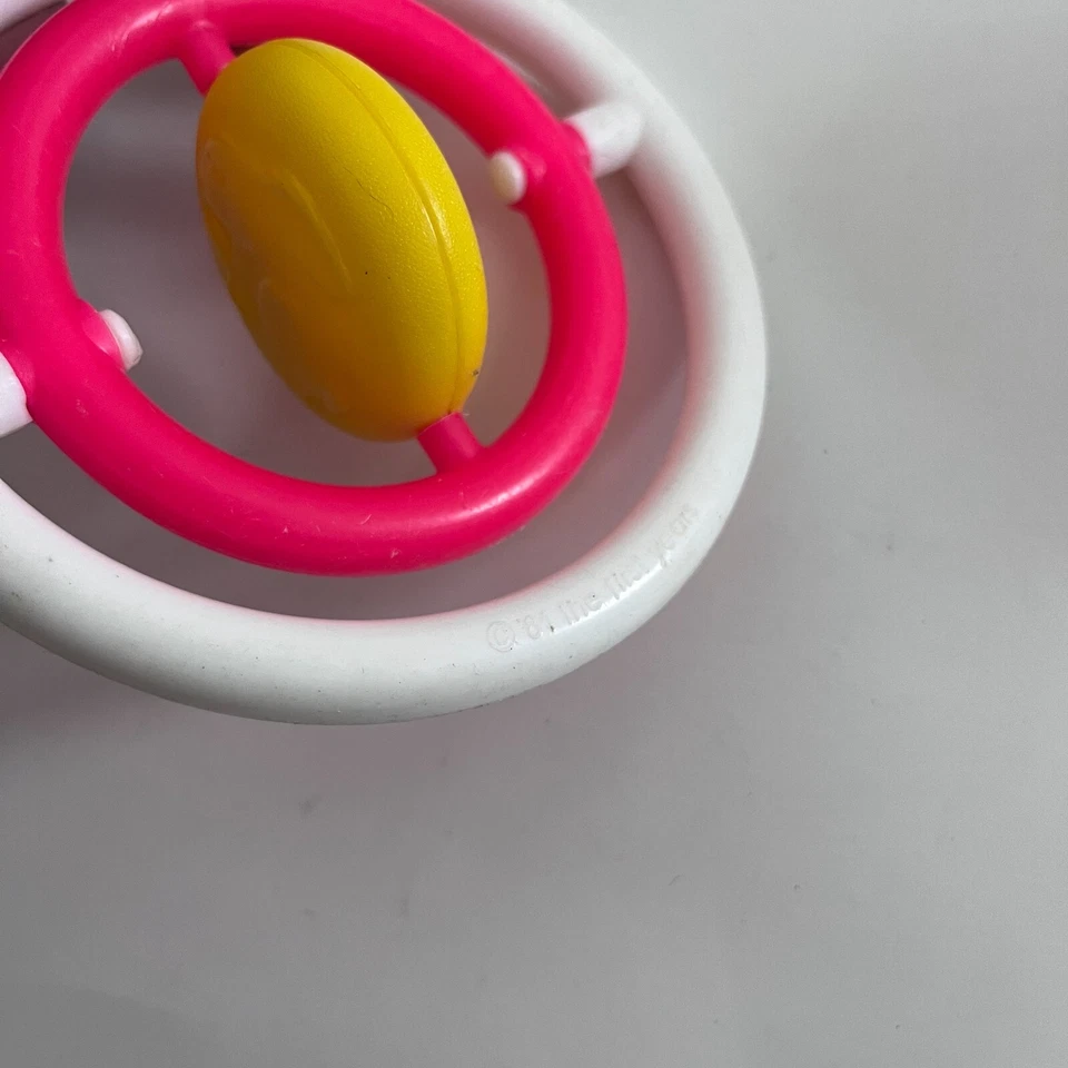 VTG The First Years Spinning Teether Baby Toy Bunny Rabbit Pink White 1981 - Image 2 of 4
