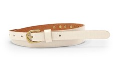 Fossil Brand Women's Studded Skinny Leather Belt Size M, L in Bone NEW