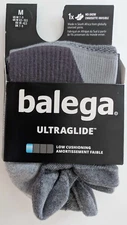 BALEGA ULTRAGLIDE NO SHOW LOW CUSHION GRAY SOCKS MEDIUM MEN 7-9 WOMEN 8.5-10.5