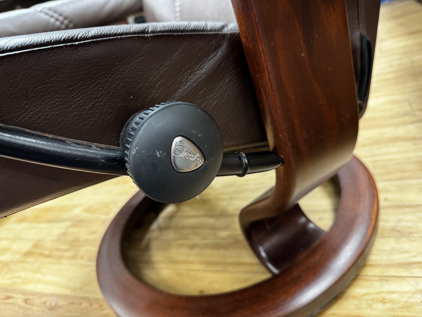 Stressless Brown Leather Recliner Armchair With Footstool CS H50 eBay