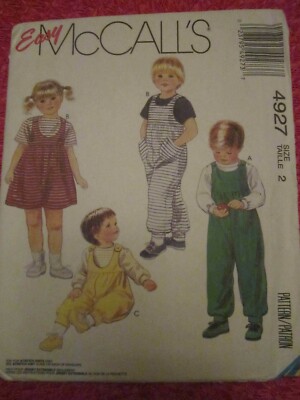 McCALL 4927 TODDLERS' Girls' Boys' JUMPER JUMPSUIT TOP Easy SEW PATTERN ...