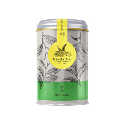 Schwarzer Tee Dose Earl Grey Assam Mary Rose Aromatisch Bergamotte Orange 50g