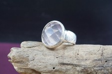 Vintage Sterling Silver Smoky Quartz Faceted Solitaire Ring Size 8